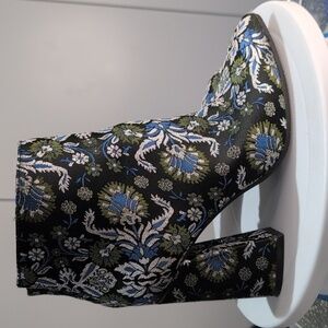 Kenneth Cole Brocade Floral tapestry Ankle Boots silver,black,blue,green size 6